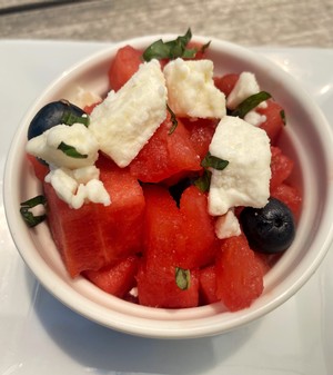 red, white & blue fruit salad